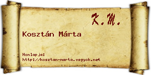 Kosztán Márta névjegykártya